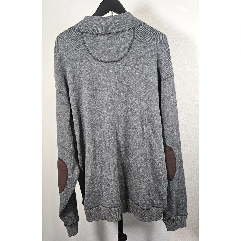 Cremieux 2XT Quarter Zip Sweater‎ Gray Cotton Pullover Elbow Patch Reversible